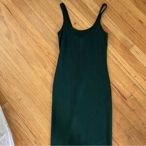 Zara Dark Green Ribbed Midi Dress